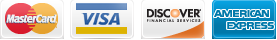 We accept Mastercard, Visa, Discover and American Express